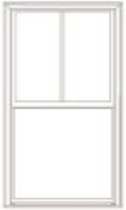 White window with a 2-over-1 grid pattern, featuring two vertical panes in the upper sash and a clear lower pane — combining classic detail with modern visibility.