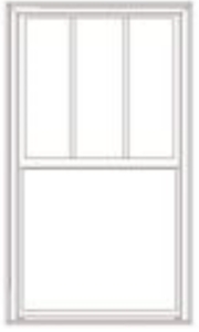 White window with a 3-over-1 grid pattern, featuring three vertical panes in the upper sash and a clear lower pane — blending traditional style with modern visibility.