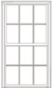 "White double-hung window featuring a classic 4-over-4 colonial grid pattern — a traditional window style that adds timeless architectural detail to residential homes.