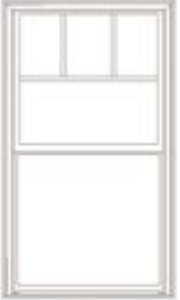 White window featuring a Craftsman-style 3-lite grid in the upper sash with a clear lower pane — a popular design for bungalow and mission-style homes.