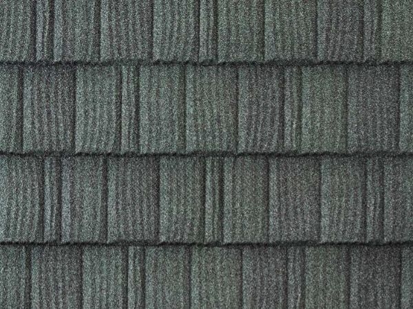 Sage Green Metal Shake stone-coated metal roofing with deep, earthy green shake design