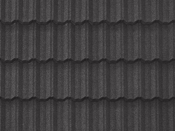 Charcoal Pacific Tile stone-coated metal roofing with bold, dark wave design