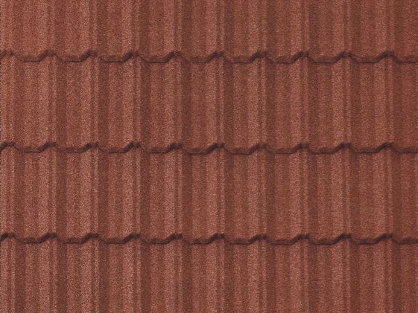 Spanish Red Pacific Tile stone-coated metal roofing with vibrant, classic wave texture