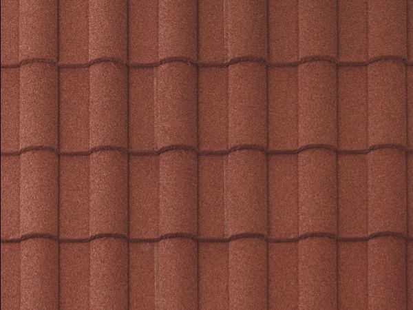Spanish Red Vault Tile stone-coated metal roofing with deep, classic tile contours